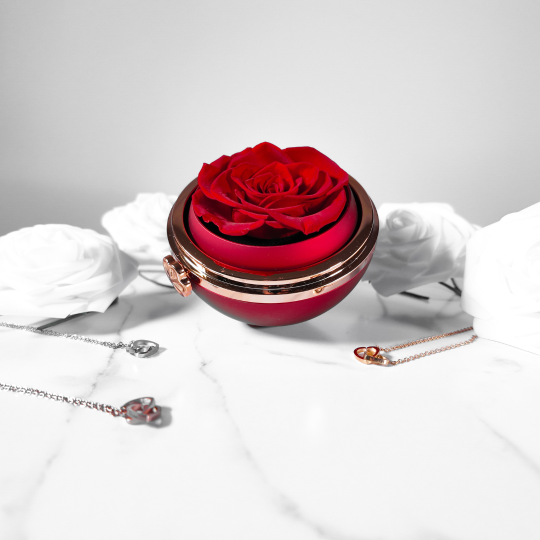 Coffret Rose Éternelle Lovélia™ & Collier Personnalisé