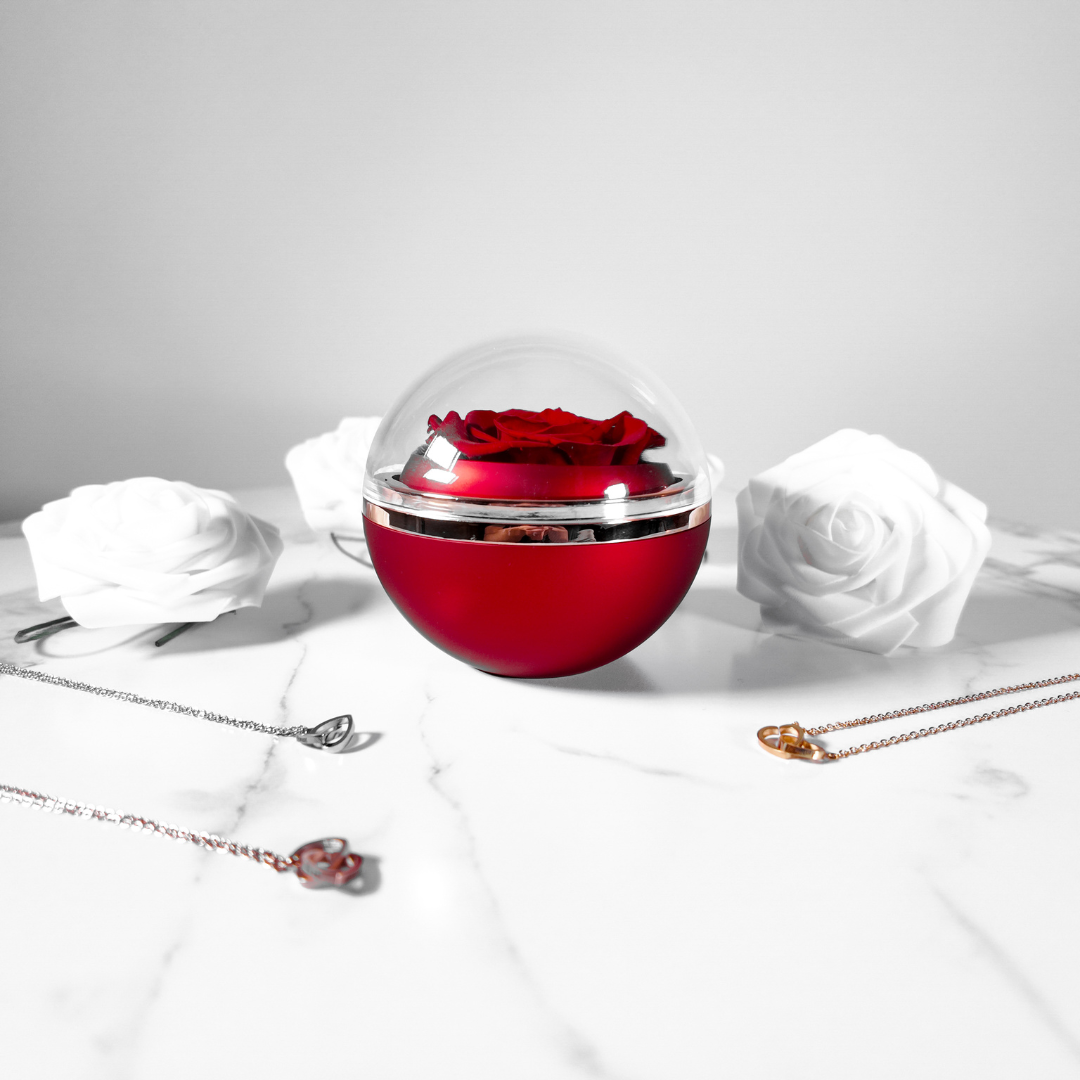 Coffret Rose Éternelle Lovélia™ & Collier Personnalisé