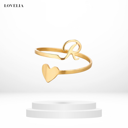 Bague Coeur Initiale Ajustable Lovélia™