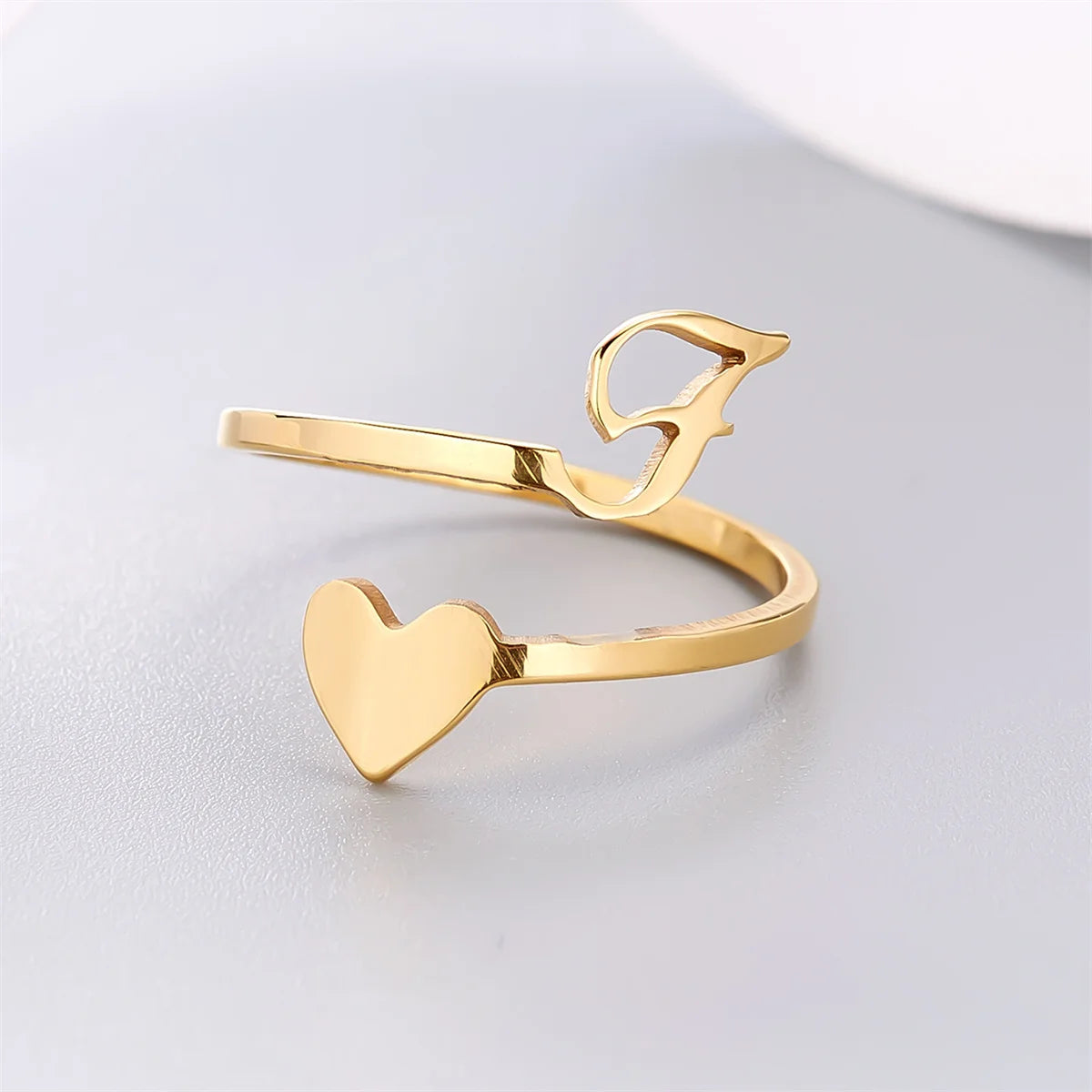 Bague Coeur Initiale Ajustable Lovélia™