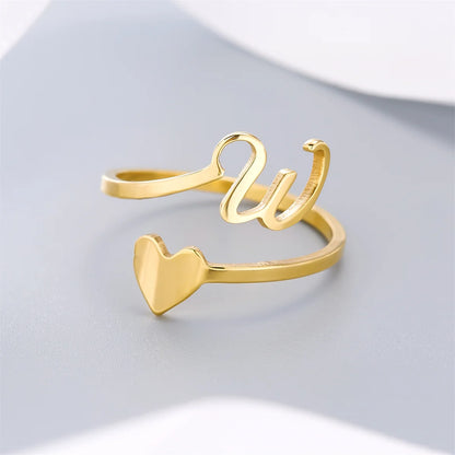 Bague Coeur Initiale Ajustable Lovélia™