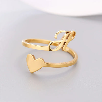 Bague Coeur Initiale Ajustable Lovélia™