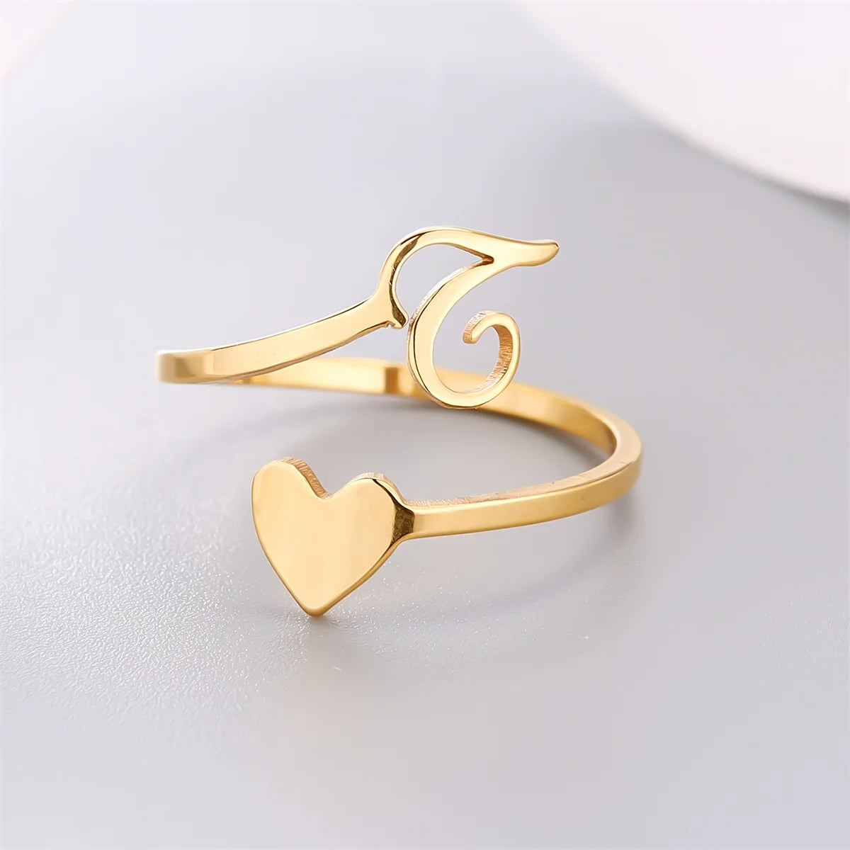 Bague Coeur Initiale Ajustable Lovélia™