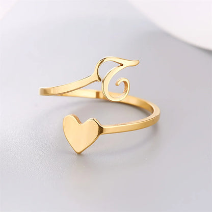Bague Coeur Initiale Ajustable Lovélia™