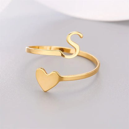 Bague Coeur Initiale Ajustable Lovélia™